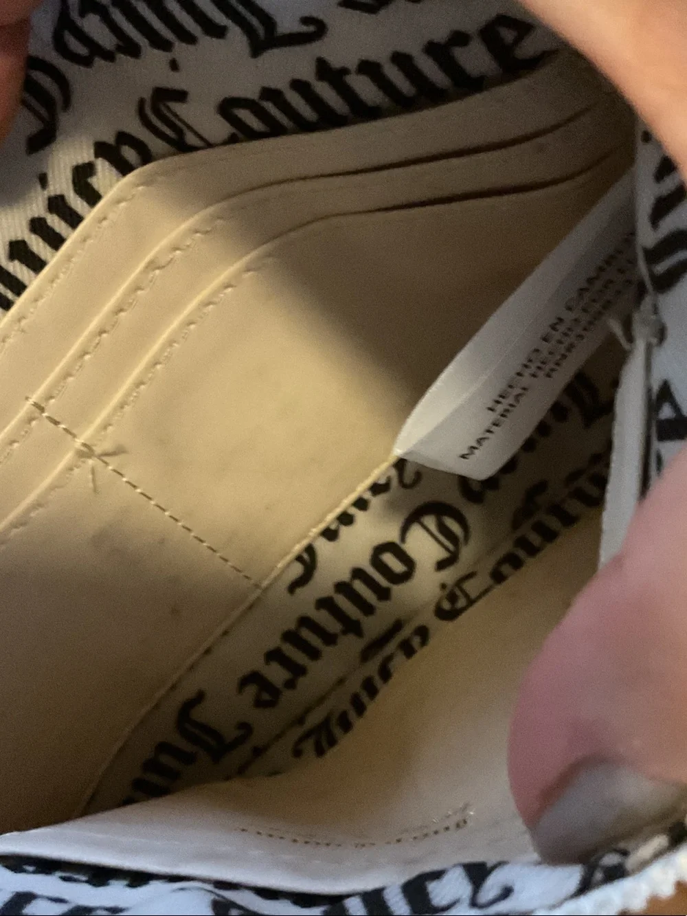 Juicy Couture Rainbow Logo Zip Pouch - White approx 10” x 6”